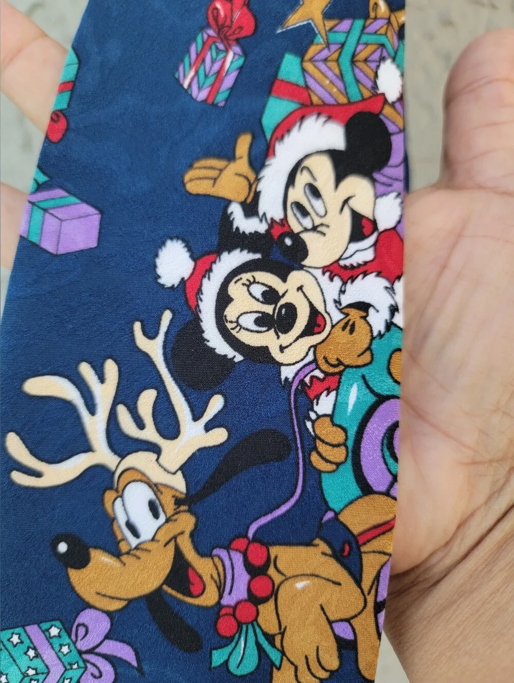 Disney Mickey Unlimited Christmas Necktie Mickey Minnie Pluto Adult Navy holiday